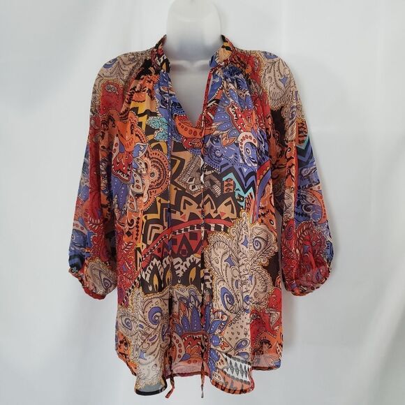 i Jeans by Buffalo Sheer‎ Paisley Floral Blouse - Picture 1 of 5